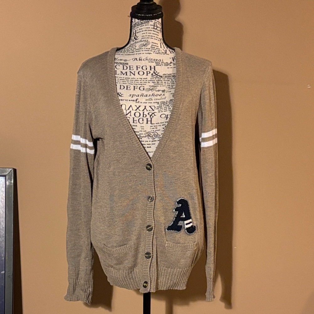 Papaya Men's (or Women’s) Brown Cardigan with Letter Detail